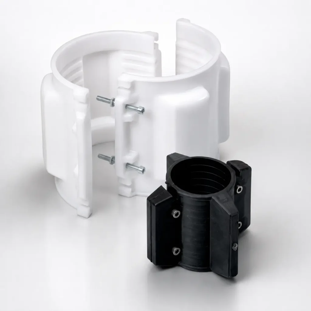 Kunststof insulators voor elektrische isolatie en bescherming van leidingsystemen binnen industriële installaties.