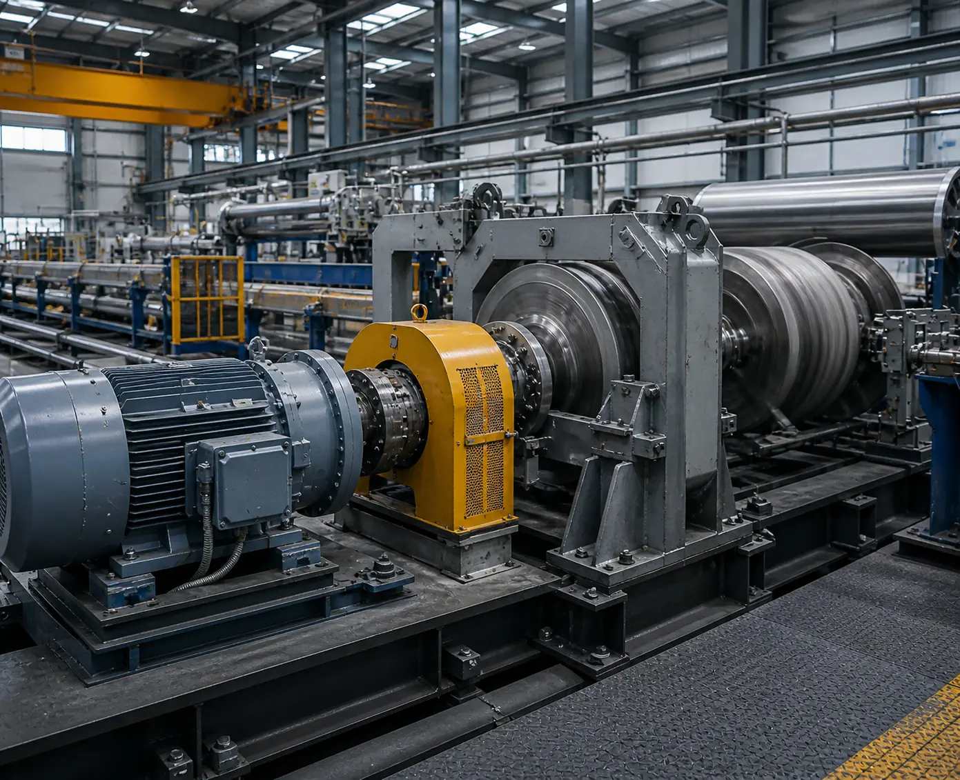 Industriële installatie met pijpleidingtoebehoren en mechanische componenten voor zware procesomstandigheden.